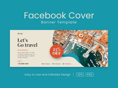旅行 facebook 封面页和网页横幅设计模板(Travel facebook cover page and web banner design template)