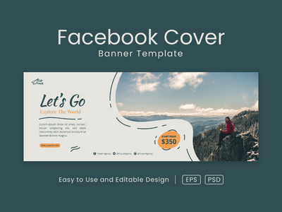 旅行 facebook 封面页和网页横幅设计模板(Travel facebook cover page and web banner design template)