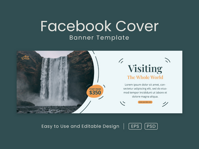 旅行 facebook 封面页和网页横幅设计模板(Travel facebook cover page and web banner design template)
