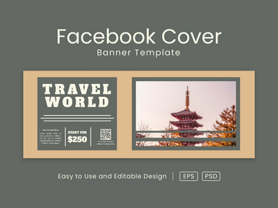 旅行 facebook 封面页和网页横幅设计模板(Travel facebook cover page and web banner design template)