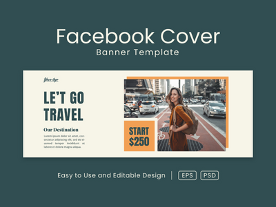 旅行 facebook 封面页和网页横幅设计模板(Travel facebook cover page and web banner design template)