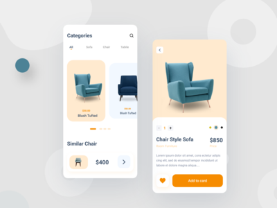 椅子店ios app设计(Chair shop ios app design)