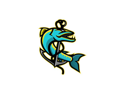 梭鱼和码头吉祥物(Barracuda and Anchor Mascot)