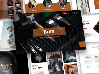 酒吧 - 商务理发店的PowerPoint模板(Bars - Business Barbershop PowerPoint Template)