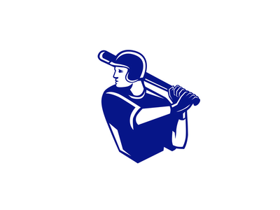 美国棒球运动员击球侧复古(American Baseball Player Batting Side Retro)