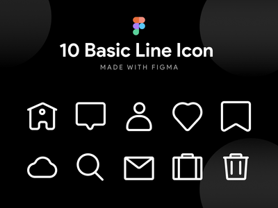 10 基本线图标 |用 Figma 制作(10 Basic Line Icon | Made With Figma)