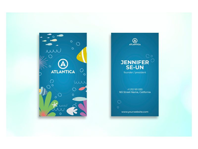 名片蓝海模板(Business Card Blue Sea Template)