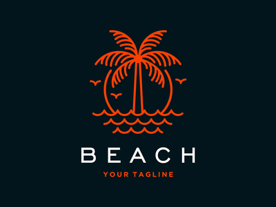 带有棕榈树矢量的海滩标志(Beach logo with palm tree vector)