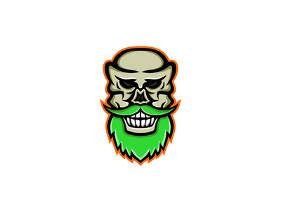 有胡子的头骨或颅骨吉祥物(Bearded Skull or Cranium Mascot)