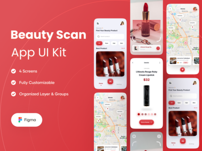 美容扫描应用程序 UI 套件(Beauty Scan App UI Kit)