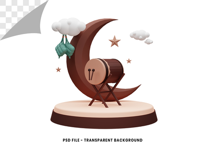 3d 鼓开斋节穆巴拉克概念渲染(3d drum eid mubarak concept rendering)