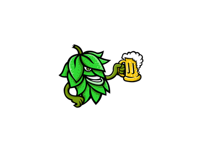 啤酒花喝啤酒吉祥物(Hops Drinking Beer Mascot)