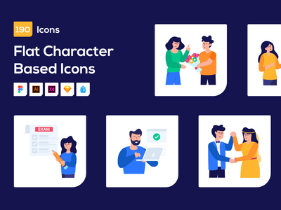 190 个基于扁平字符的图标(190 Flat Character-Based Icons)