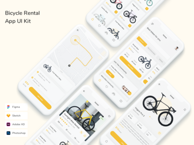 自行车租赁应用程序 UI 套件(Bicycle Rental App UI Kit)