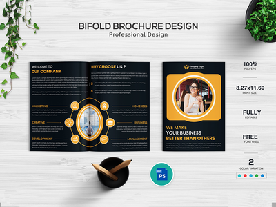 商务双折小册子(Business Bi-fold Brochure)