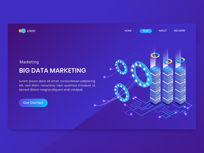 大数据等距概念登陆页面(Big Data Isometric Concept Landing Page)