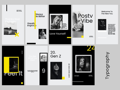 大排版社交媒体发布肖像模板(Big Typography social media post portrait templates)