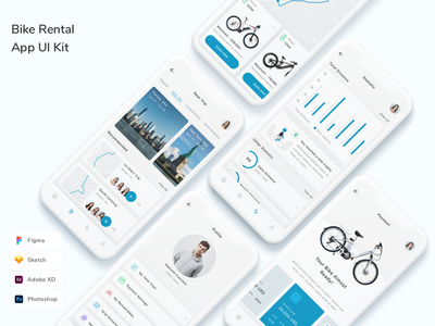 自行车租赁应用程序 UI 套件(Bike Rental App UI Kit)