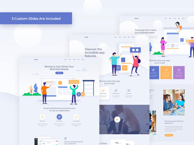 Binmp - 应用程序和软件登陆 PSD 模板(Binmp - App and Software Landing PSD Template)