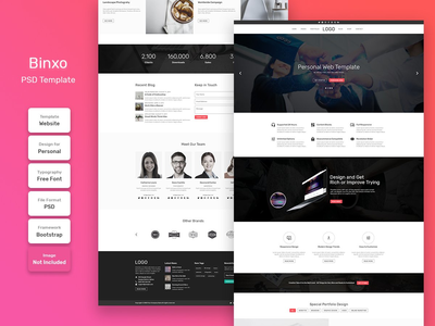 Binxo 商业博客主页 PSD Web 模板(Binxo Business Blog Home Page PSD Web Template)