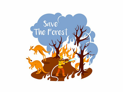 炽热的树林 2D 矢量网页横幅、海报(Blazing woods 2D vector web banner, poster)