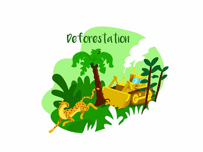 砍树 2D 矢量网页横幅、海报(Cut trees 2D vector web banner, poster)