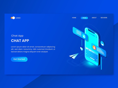 应用程序聊天移动等距概念登陆页面(Application Chat Mobile Isometric Concept Landing Page)