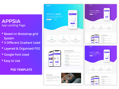 Appsia 应用登陆页面 - 3 个渐变(Appsia App Landing Page - 3 Gradients)