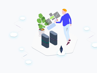 AR 区块链平台等距图(AR Blockchain Platform Isometric Illustration)