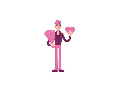 情人平面颜色矢量字符(Lover flat color vector character)