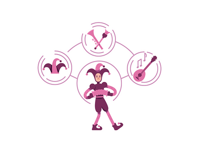 小丑原型平面概念矢量图(Jester archetype flat concept vector illustration)