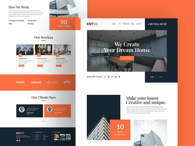 建筑和室内设计登陆页面模板(Architecture and Interior Design Landing Page Template)