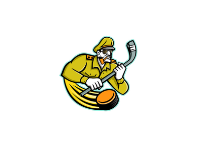 陆军将军冰球运动吉祥物(Army General Ice Hockey Sports Mascot)
