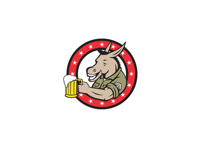 驴啤酒饮酒者圈复古(Donkey Beer Drinker Circle Retro)