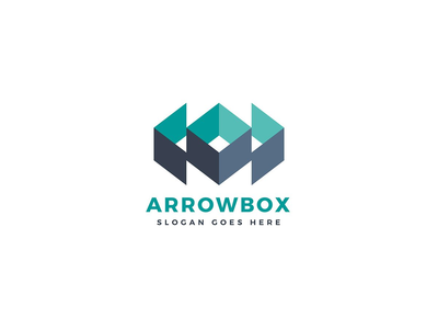 箭头框矢量标志设计模板(Arrow Box Vector Logo Design Template)
