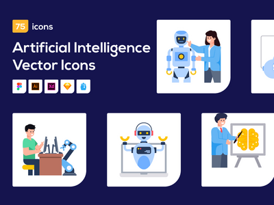 75 人工智能矢量图标(75 Artificial Intelligence Vector Icon)
