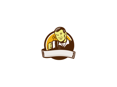 亚洲男性喝咖啡圈木刻(Asian Male Drinking Coffee Circle Woodcut)