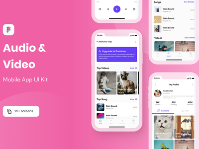 Jogedong - 视频和音乐播放器应用程序 UI 套件(Jogedong - Video & Music Player App UI Kit)