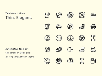 汽车图标集-Linea(Automotive Icon Set - Linea)
