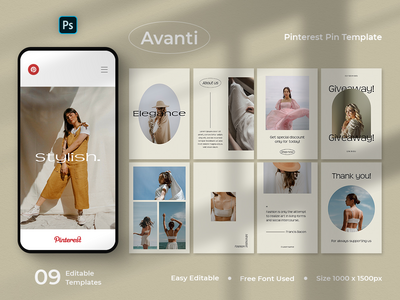 Avanti - 时尚 Pinterest Pin 模板(Avanti - Fashion Pinterest Pin Template)