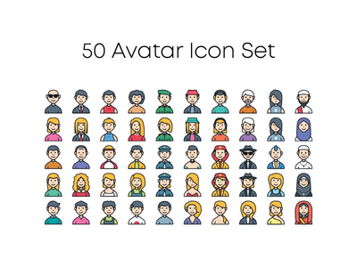 阿凡达多样性图标集图矢量(Avatar diversity icon set illustration vector)