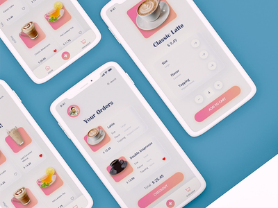 Neumorphism UI/购物车/咖啡厅或餐厅移动应用程序设计(Neumorphism UI/ Shopping Cart/ Cafe or Restaurants Moblie App Design)