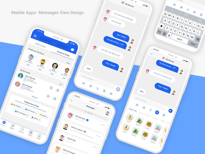 聊天应用模板 iOS 设计(Chat app template iOS design)