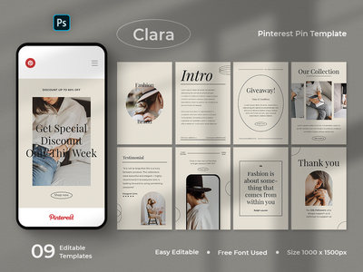 Clara - 时尚 Pinterest Pin 模板(Clara - Fashion Pinterest Pin Template)
