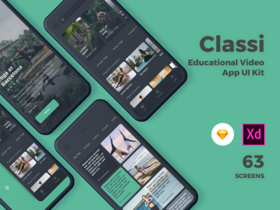 Classi - 教育视频应用程序 UI 套件(Classi - Educational Video App UI Kit)