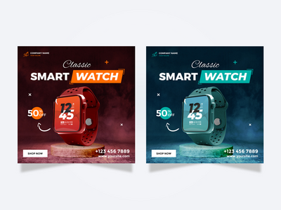 经典品牌手表社交媒体帖子横幅模板(Classic Brand Watch Social Media Post Banner Template)