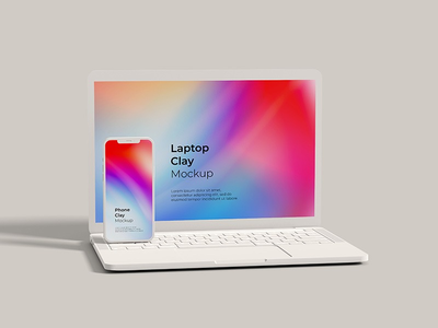 手机和笔记本电脑粘土模型(Phone & Laptop Clay Mockup)