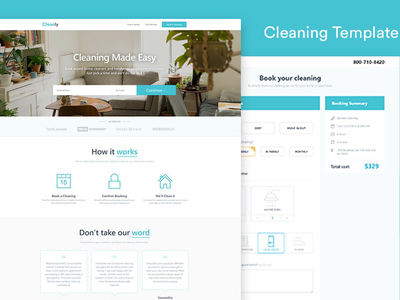清洁登陆页面模板 - 干净(Cleaning Landing Page Template — Cleanly)