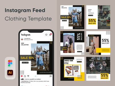 社交媒体 Instagram 饲料服装模板(Social Media Instagram Feed Clothing Template)
