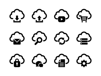 云计算图标集字形(Cloud Computing Icon Set Glyph)